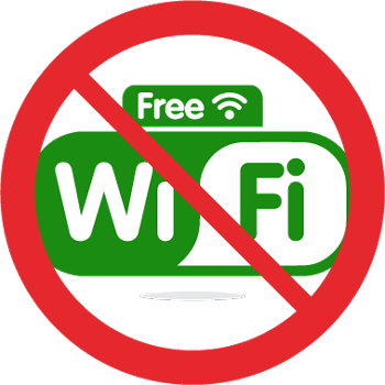 Prohibited sign covering a free Wi-Fi logo